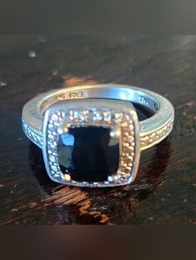 Sterling Silver Onyx Square Ring